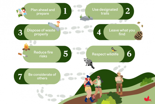 An infographic detailing the 7 Leave No Trace principles.