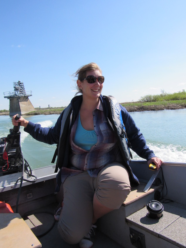 A woman on a boat